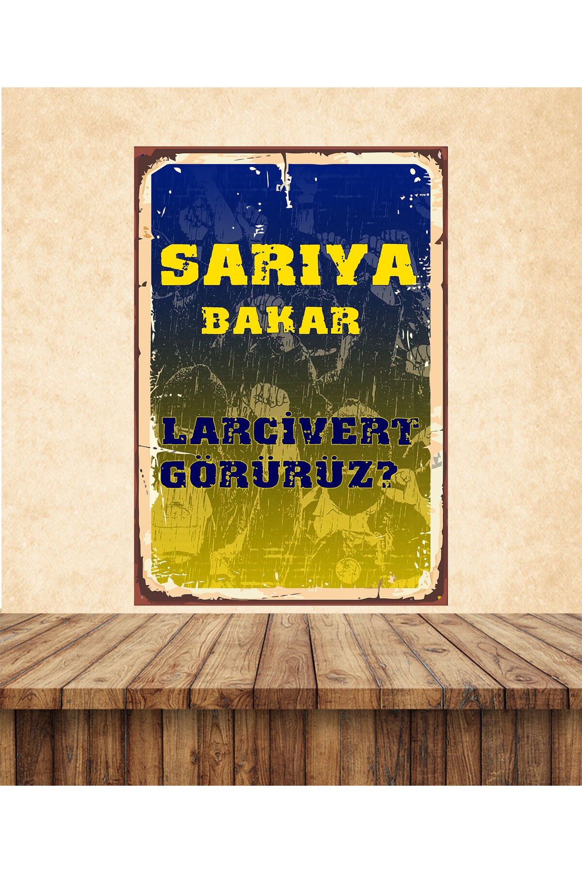 Sarıya Bakar Lacivert Görürüz Temalı 20 x 30 CM MDF Duvar Tablosu 01