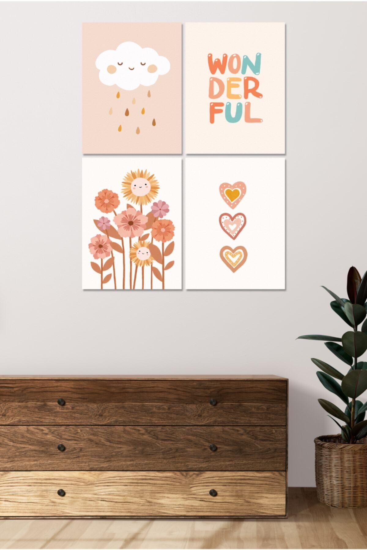 4 Parçalı Çerçeve Görünümlü Mdf Tablo Seti Dnu027