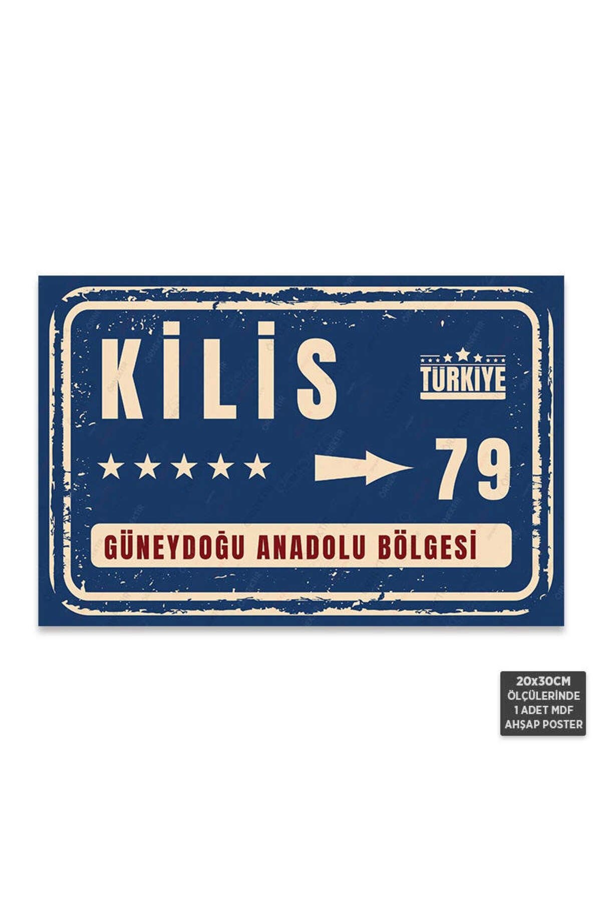PT1190 - Kilis Şehir Tabelası Retro Mdf Ahşap Poster (20x30cm)