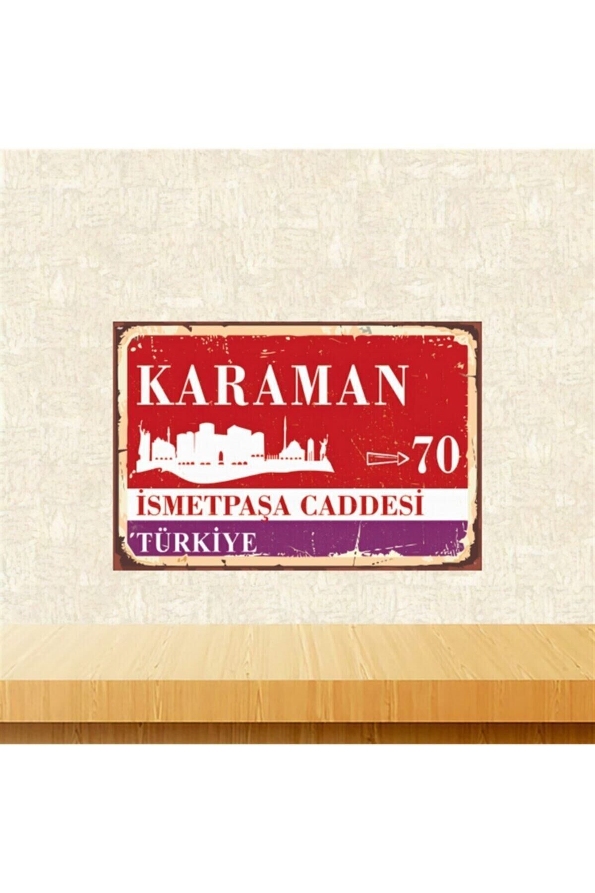 Karaman Ismetpaşa Caddesi Retro Ahşap Tablo Tkfx5813 20-30 cm
