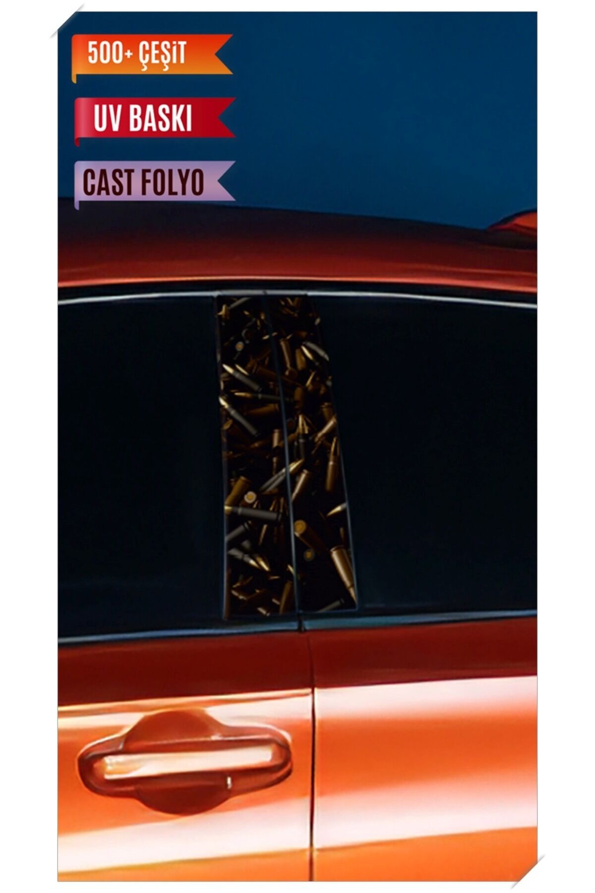 Araç Kapı Direk Kaplama Folyosu Mermi Desenli (Sağ Sol Takım) (2 Adet) - 22x50 Cm