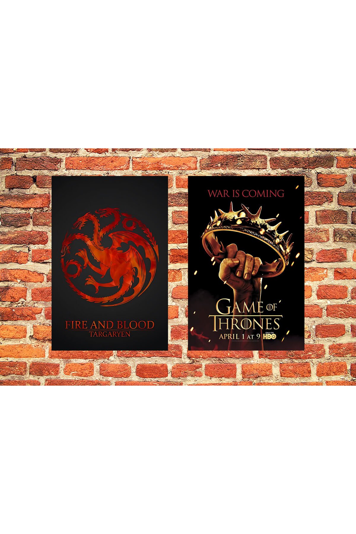 Game Of Thrones 2li Retro Ahşap Poster ( 20x30 Ebat )