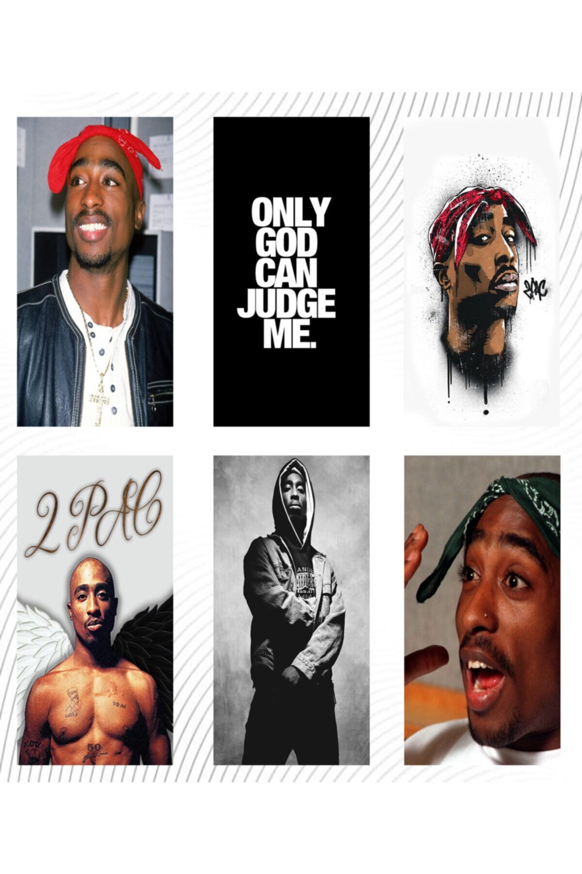 Tupac 6'lı Ahşap Duvar Poster Seti - Hbb Özel Seri