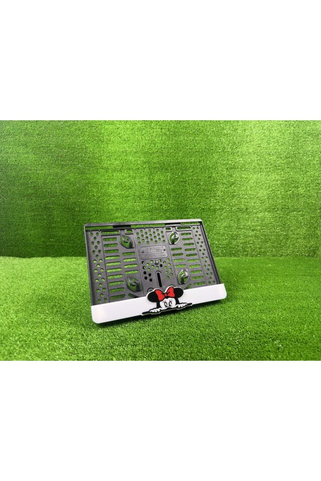 Mickey Mous Beyaz 3d Kabartmalı Pleksi Motor Plakalığı - 1