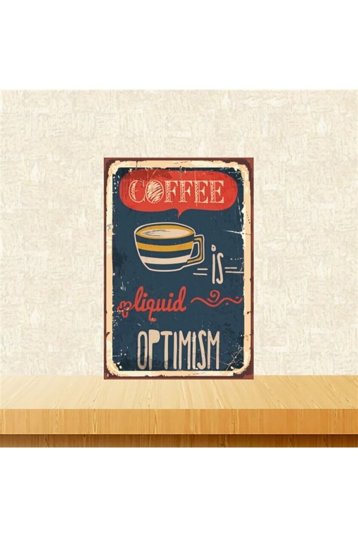 Coffee Optimism 20-30 Cm Retro Ahşap Tablo Tkfx5338
