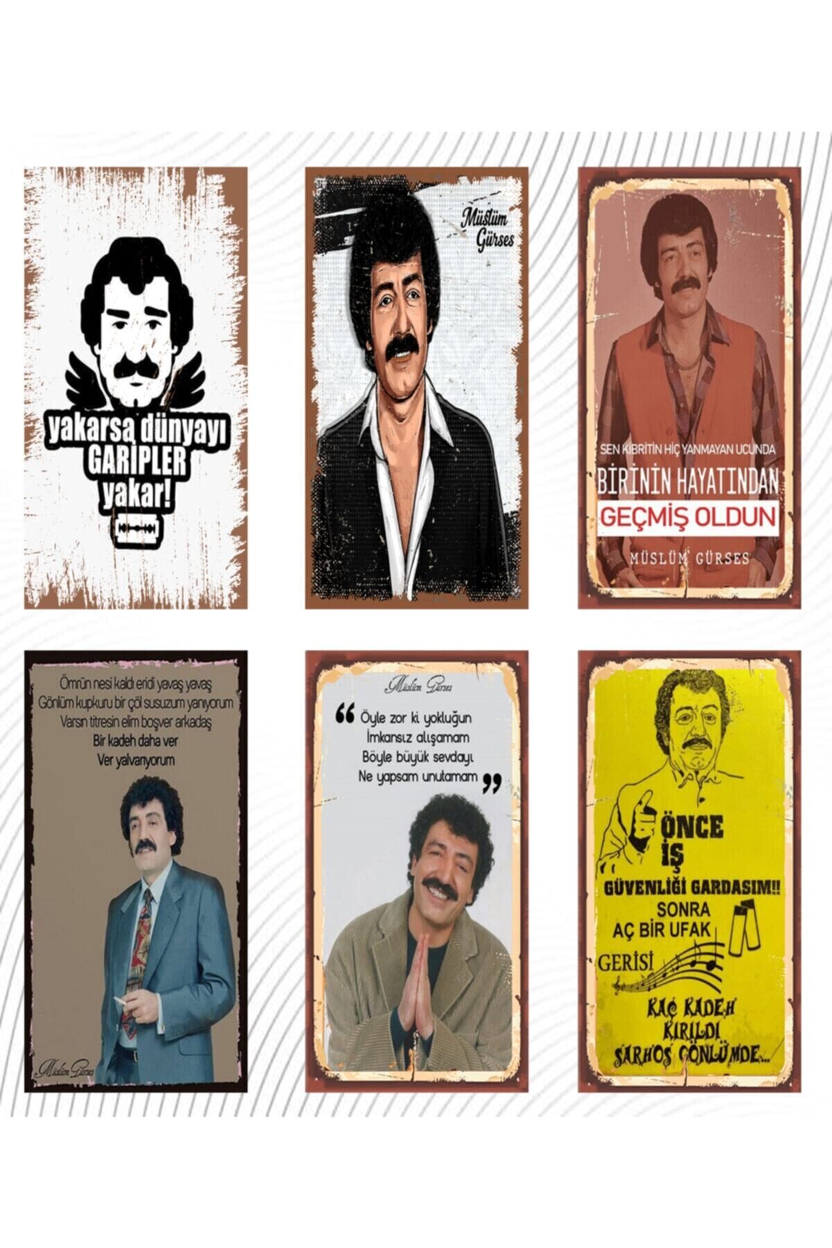 Müslüm Gürses 6'lı Ahşap Duvar Poster Seti - Hbb Özel Seri