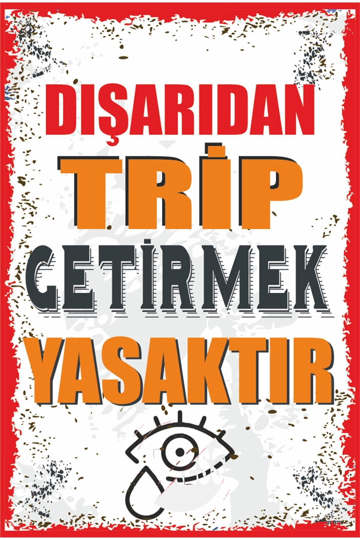 Dışarıdan Stres Trip Getirmek Yasaktır Komik Duvar Yazıları Retro Ahşap Poster