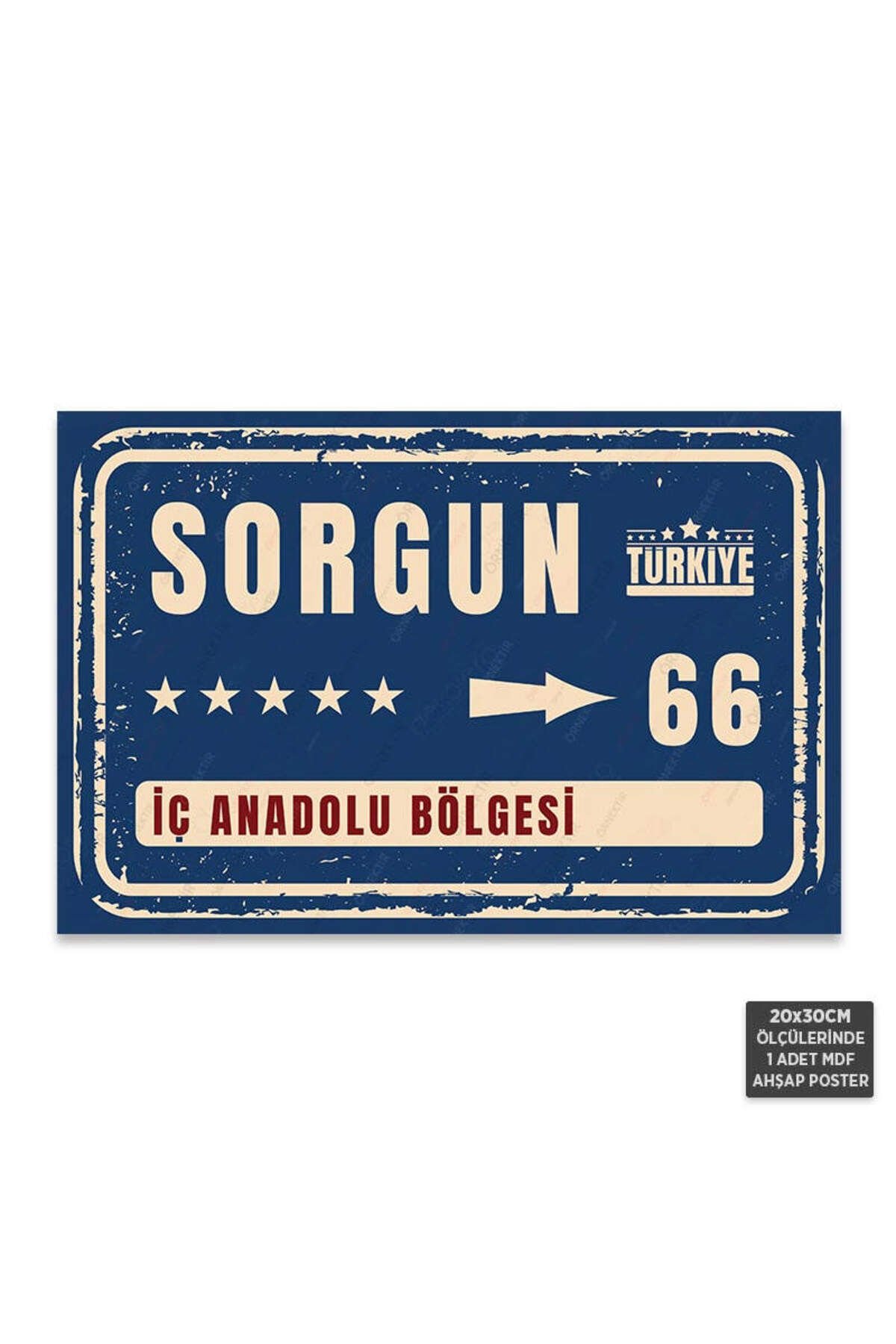 PT1196 - Sorgun Şehir Tabelası Retro Mdf Ahşap Poster (20x30cm)