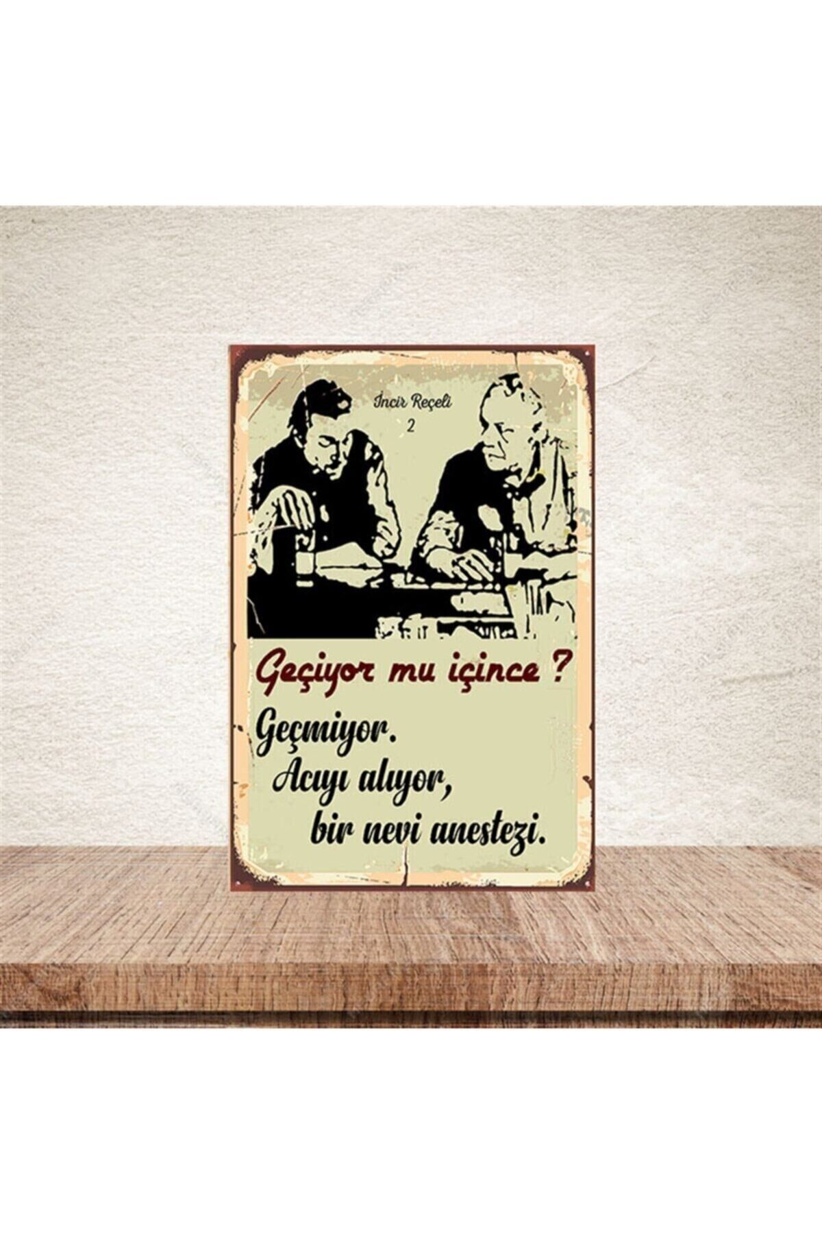 Geçiyor Mu İçince 20-30 cm Retro Ahşap Poster