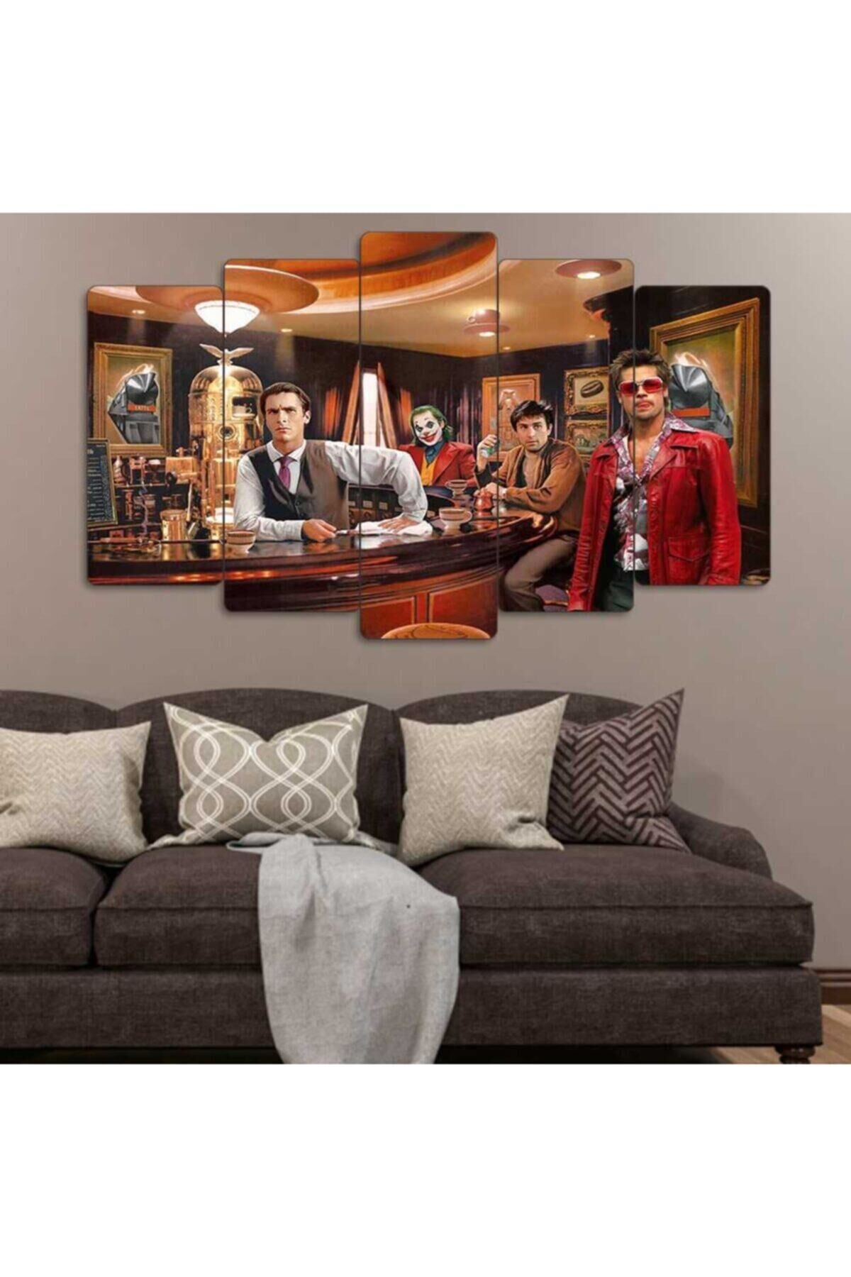 Joker, Fight Club, Scarface - 5 Parçalı Tablo