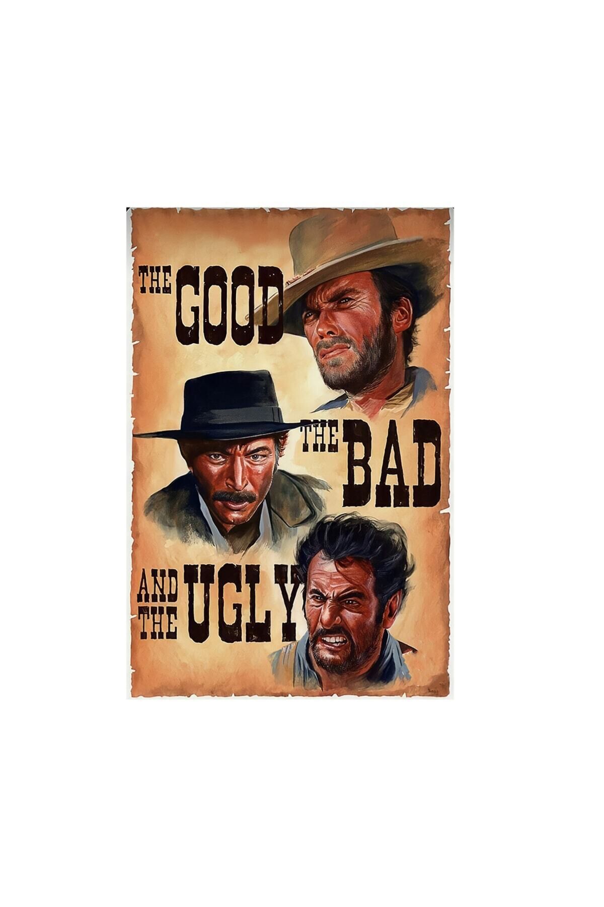 The Good The Bad And The Ugly Tasarımlı 20x30 Cm Retro Ahşap Tablo