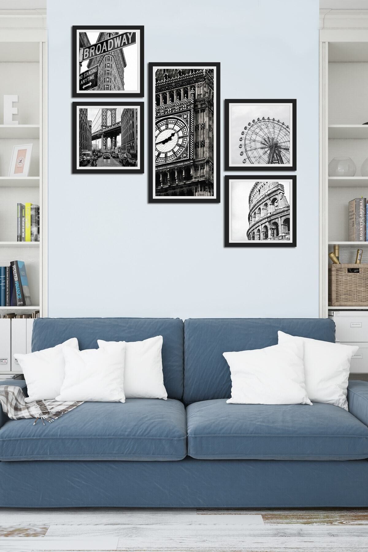 Collage Style 5 Parçalı Mdf Tablo Atf218