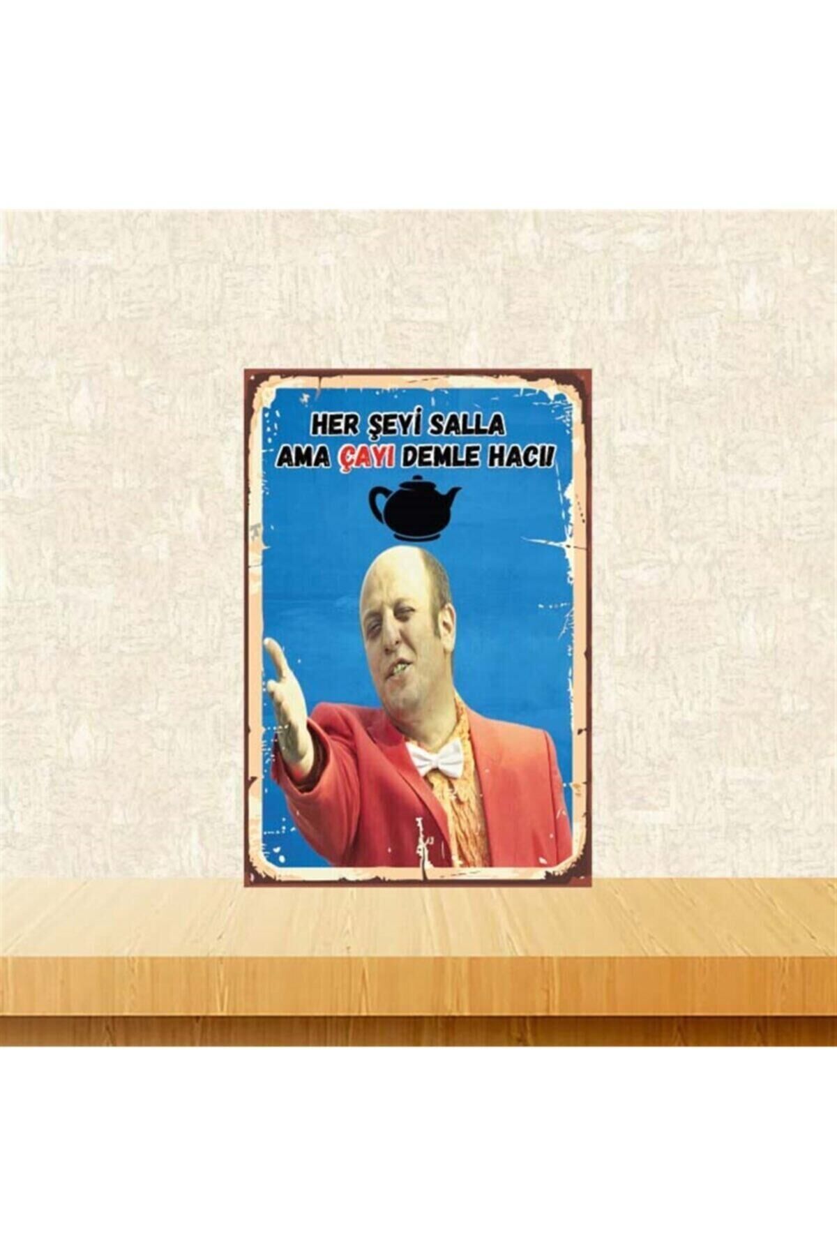 Ama Çayı Demle Hacı 20-30 vm Retro Ahşap Poster Tkfx4306