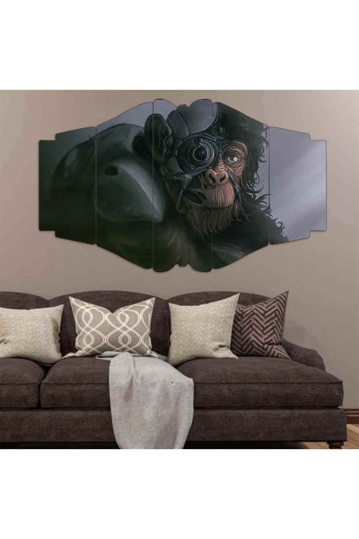 Cyborg Maymun - 5 Parçalı Tablo