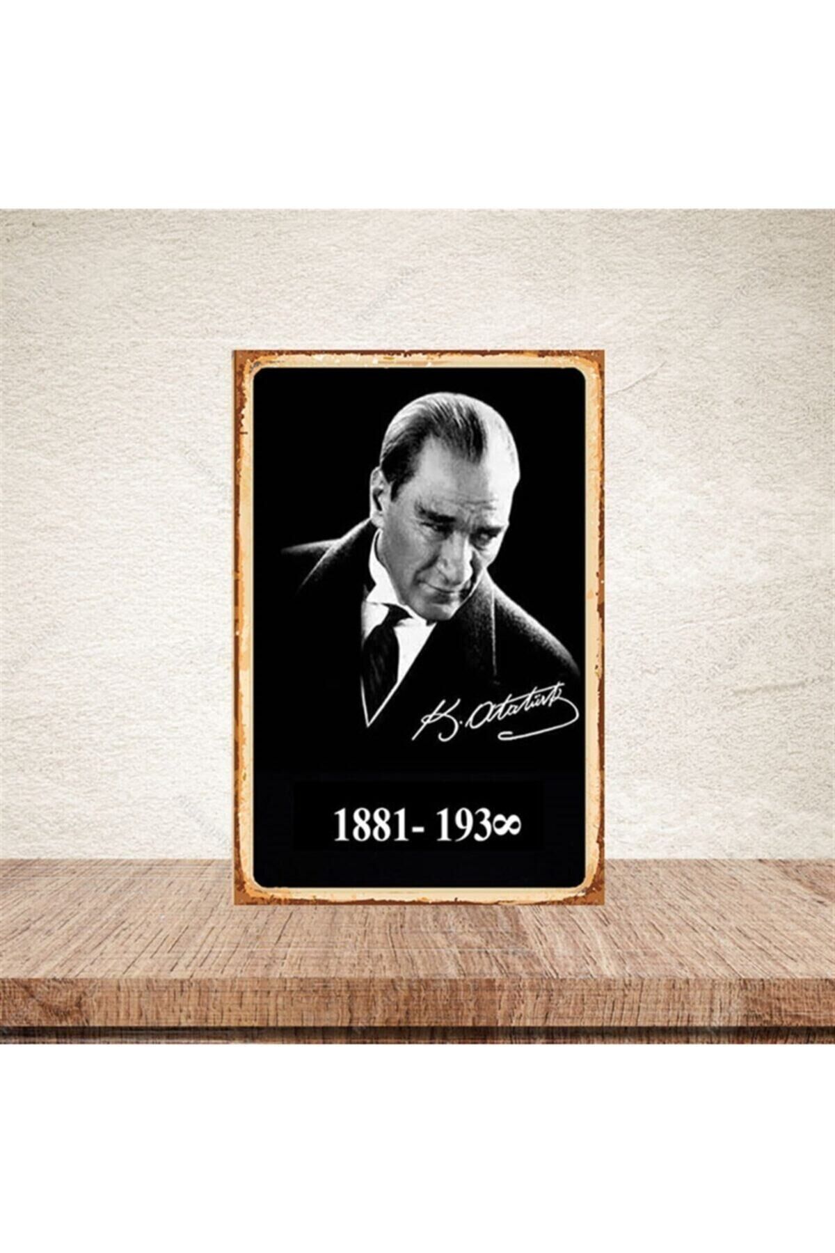 1881 1938 Atatürk Retro Ahşap Poster 20 30 cm
