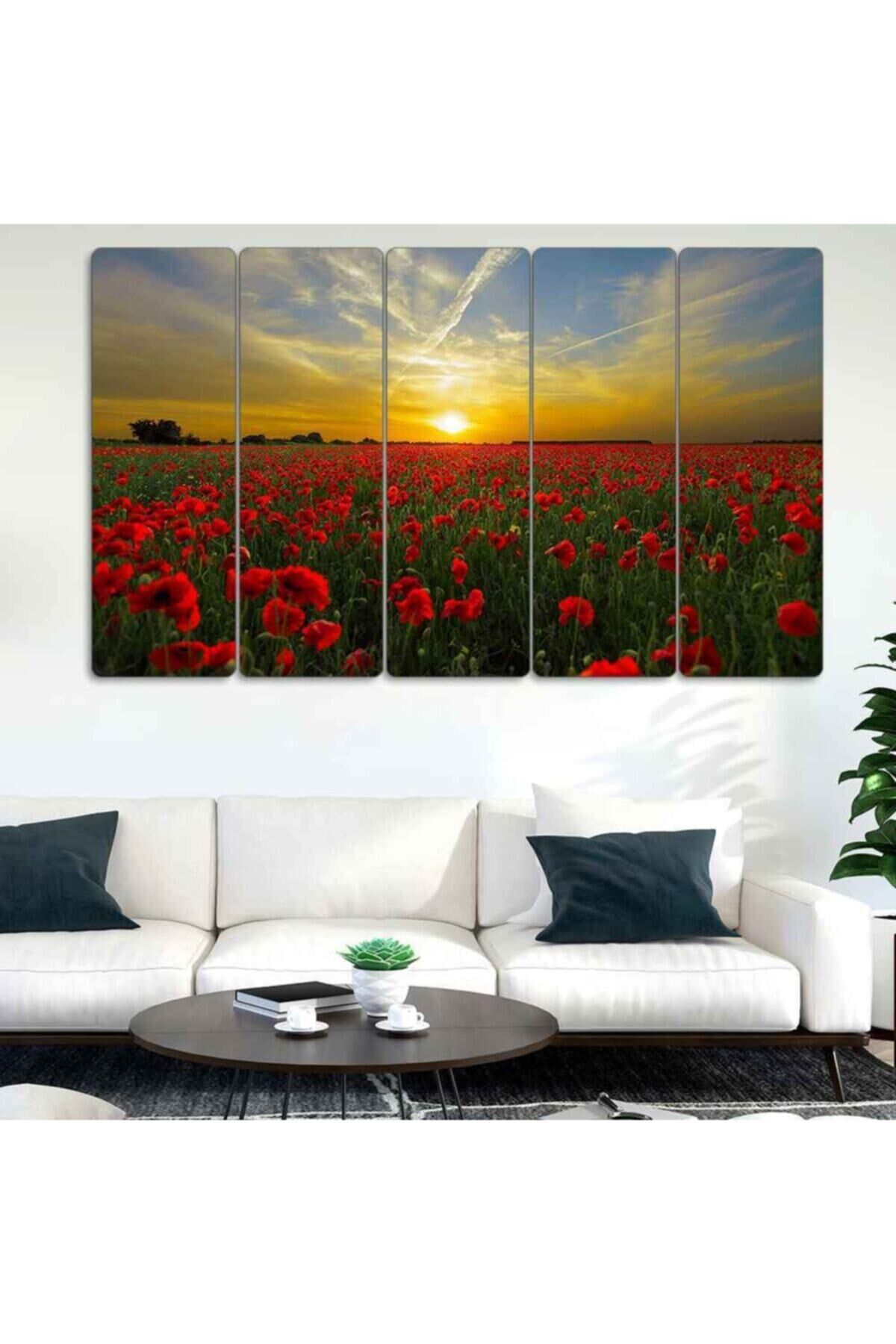 Günbatımı, Çiçekler - 5 Parçalı Tablo