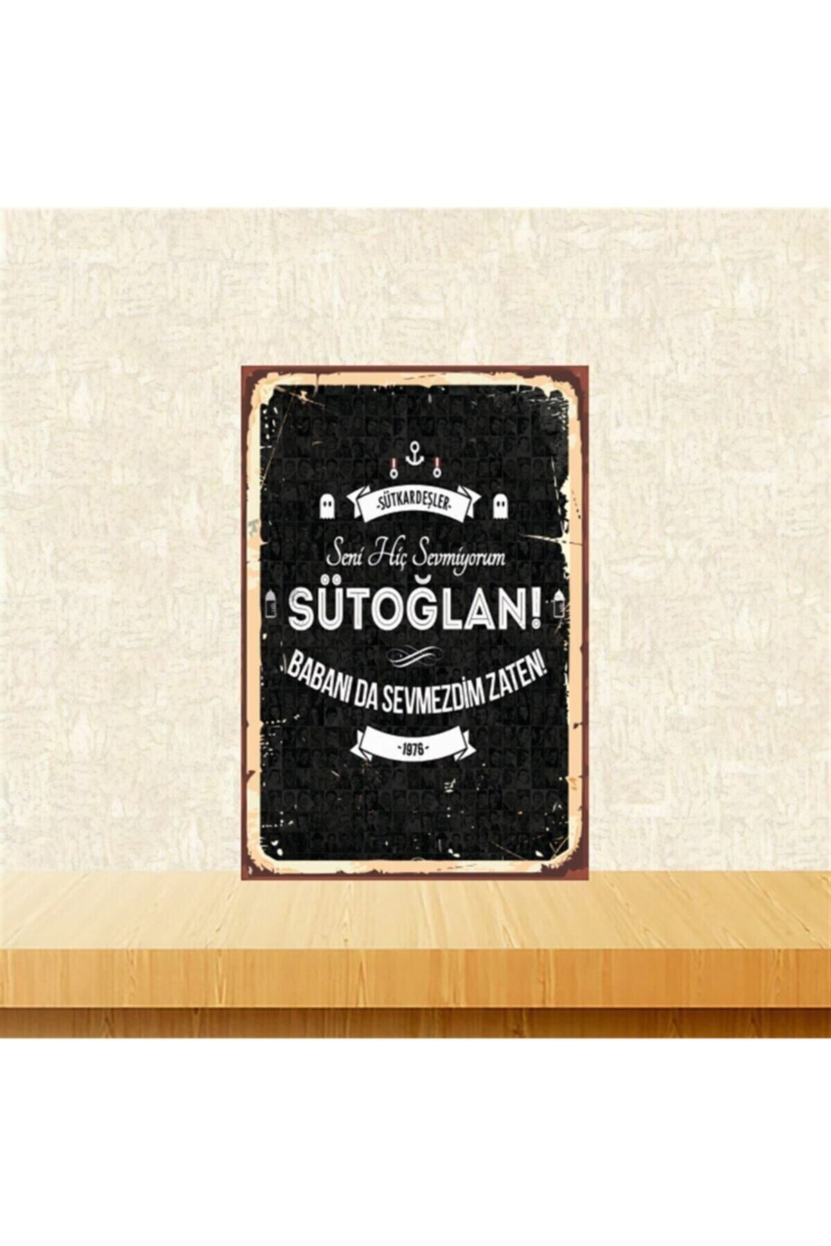 Babanı Da Sevmezdim Zaten Retro Ahşap Tablo Tkfx4804