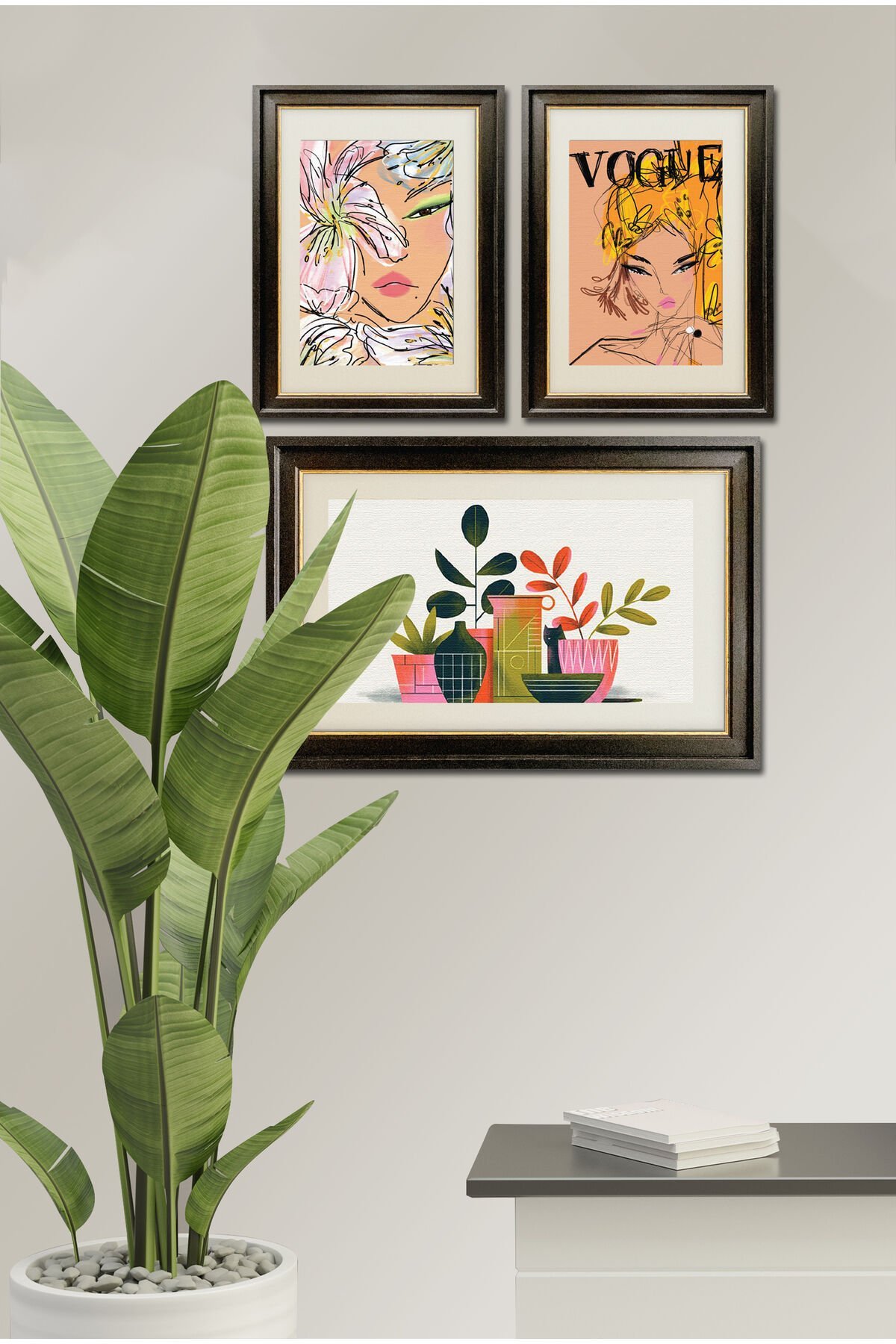 Parçalı Çerçeve Görünümlü Mdf Tablo Seti DNS