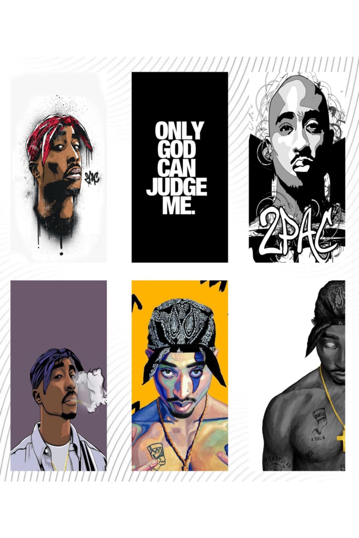 Tupac 6'lı Ahşap Duvar Poster Seti - Hbb Özel Seri