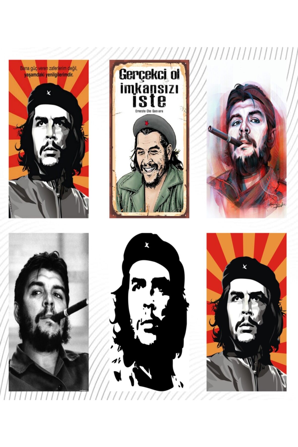 Che Guevara 6'lı Ahşap Duvar Poster Seti