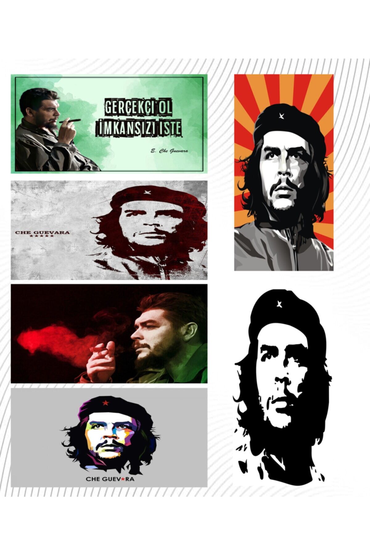 Che Guevara 6'lı Ahşap Duvar Poster Seti - Hbb Özel Seri
