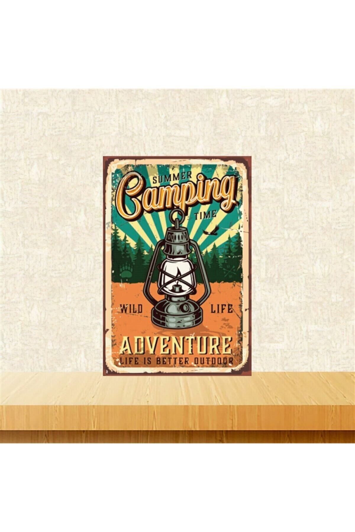 Camping Adventure 20-30 Cm Retro Ahşap Tablo Tkfx5170