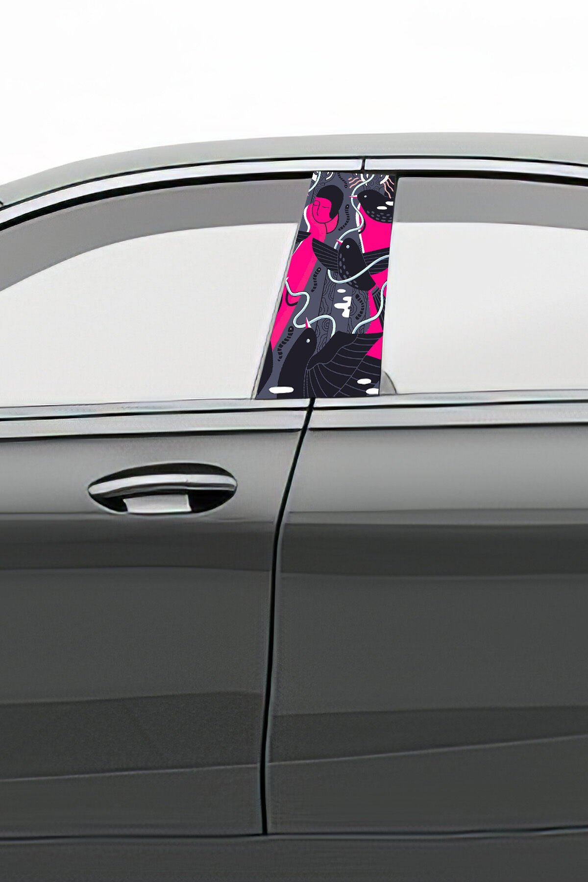 Araç Kapı Direk Kaplama Folyosu Desenli (Sağ Sol Takım) (2 Adet) - 22x50 Cm