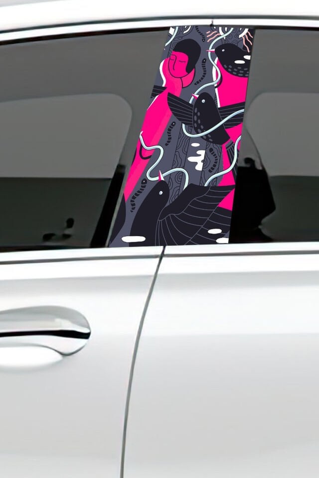 Araç Kapı Direk Kaplama Folyosu Desenli (Sağ Sol Takım) (2 Adet) - 22x50 Cm