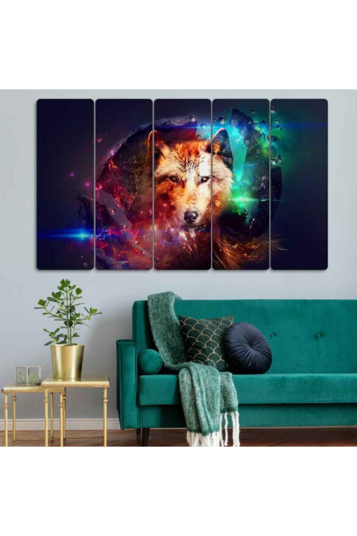 Renkli Kurt - 5 Parçalı Tablo