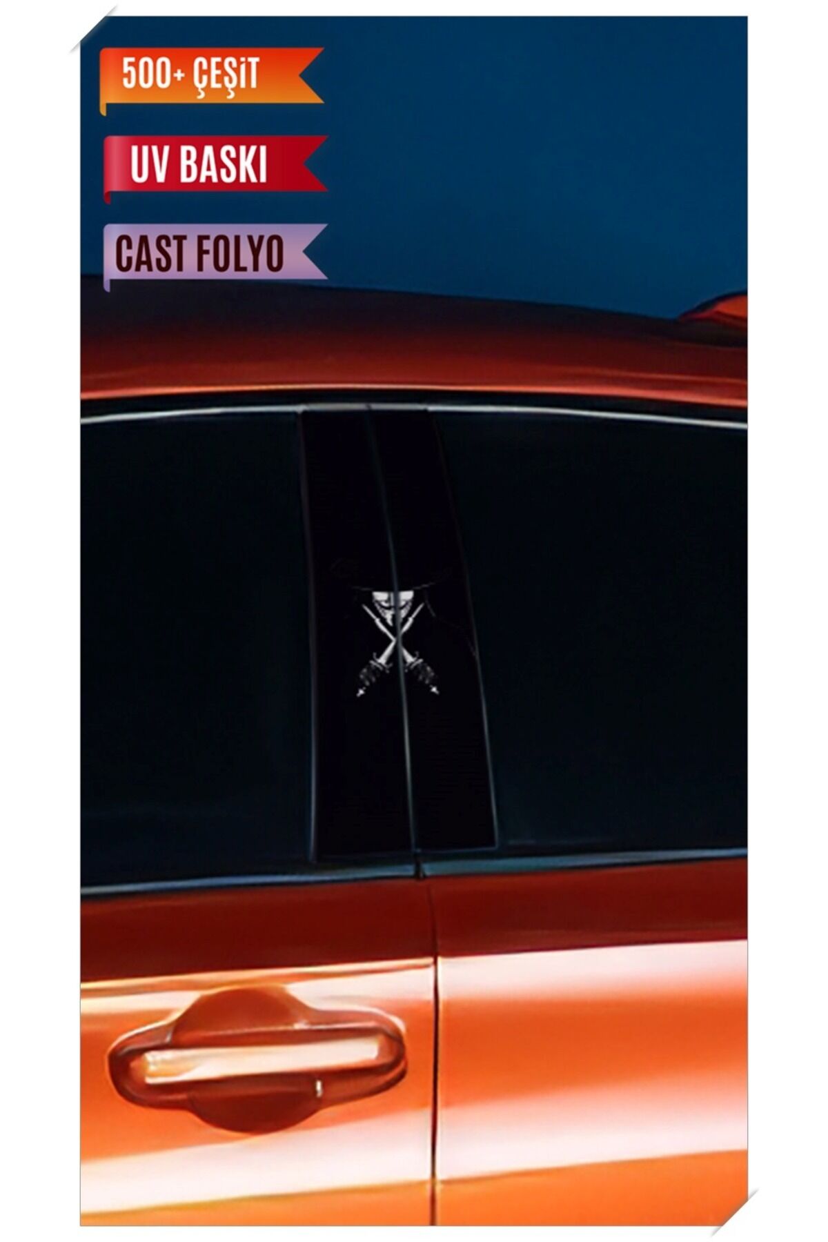 Araç Kapı Direk Kaplama Folyosu Vandetta Desenli (Sağ Sol Takım) (2 Adet) - 22x50 Cm