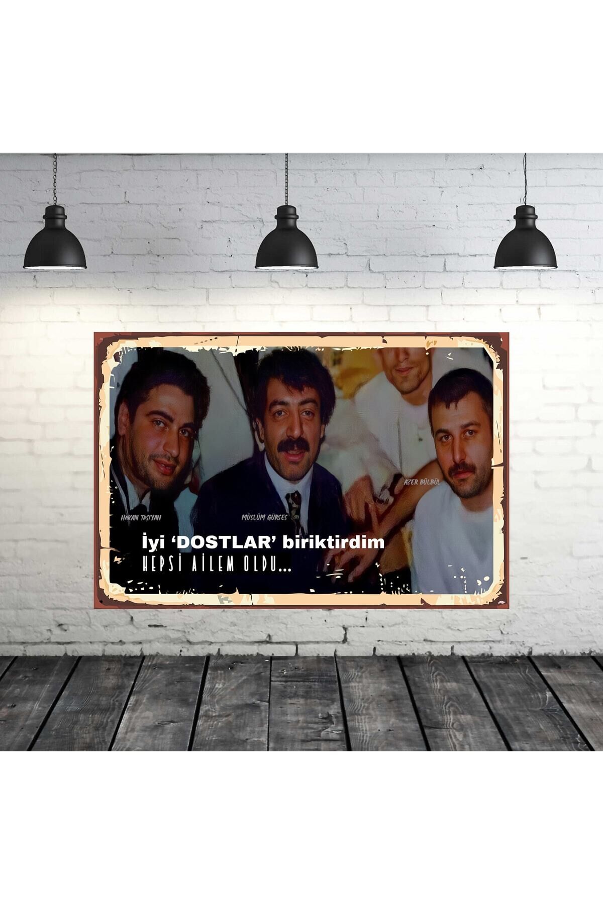 Müslüm Gürses Azer Bülbül & Hakan Taşıyan Tasarımlı 20x30 Cm Retro Ahşap Tablo
