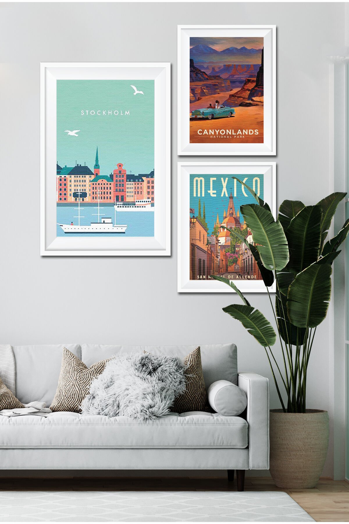 Parçalı Çerçeve Görünümlü Mdf Tablo Seti DNS