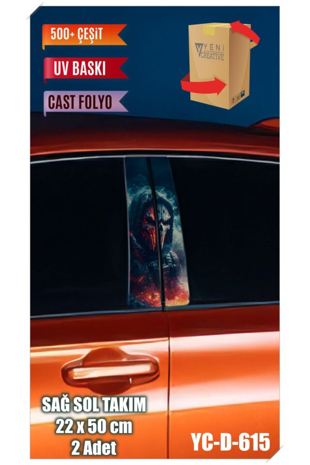 Araç Kapı Direk Kaplama Folyosu Asker Desenli (SAĞ SOL TAKIM) (2 ADET) - 22x50 Cm