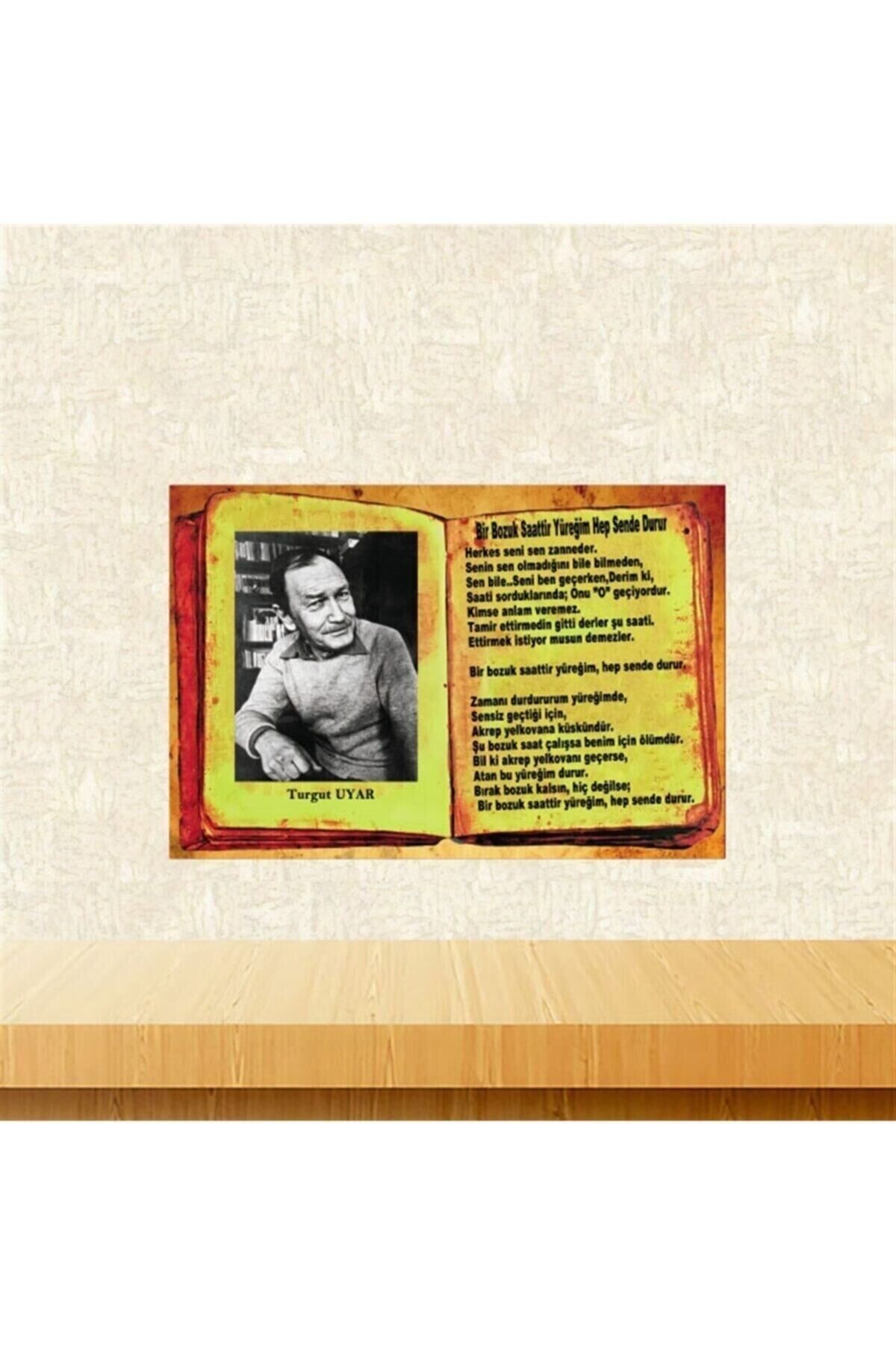 Turgut Uyar 20-30 Cm Retro Ahşap Poster Tkfx4086