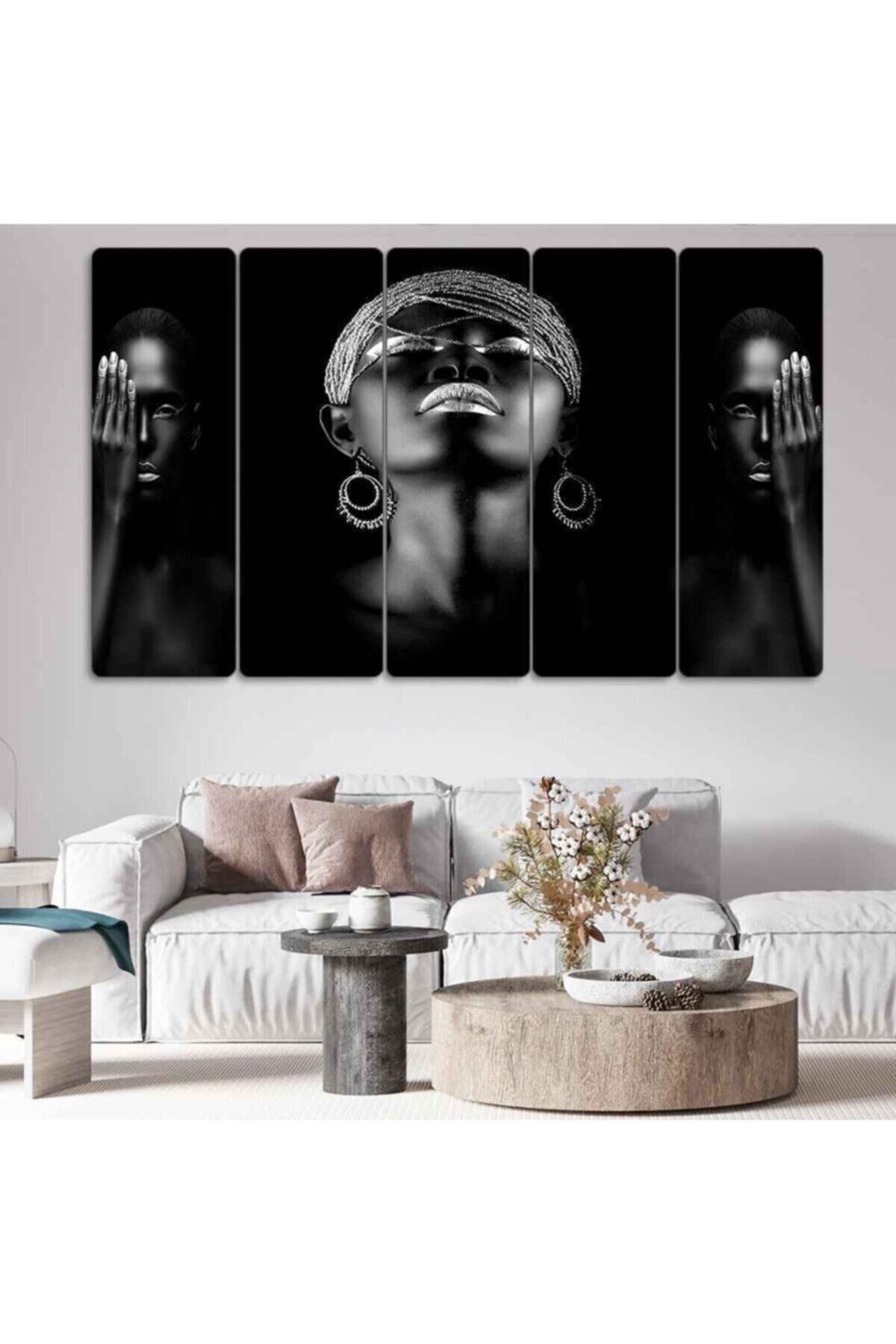 Siyahi Kadın - 5 Parçalı Tablo