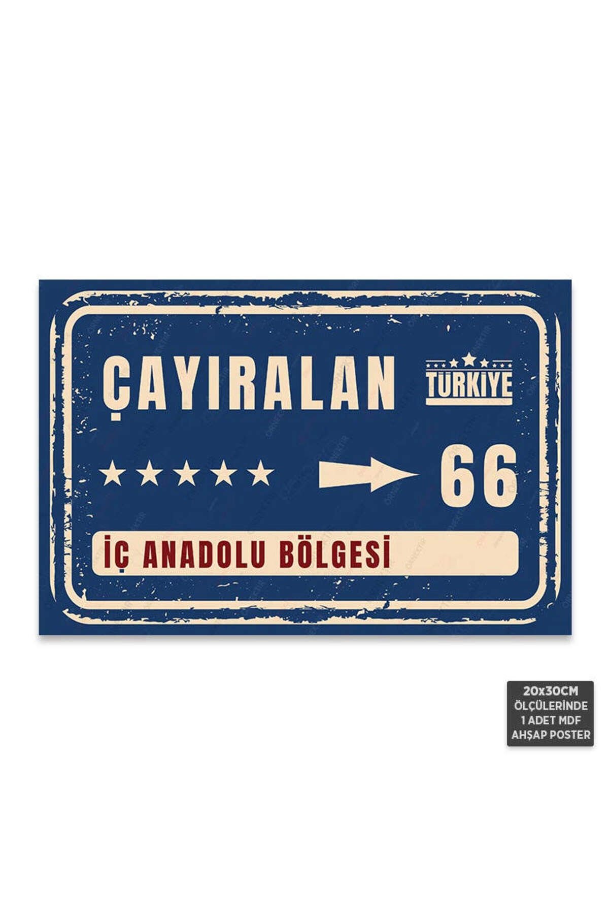 PT1210 - Çayıralan Şehir Tabelası Retro Mdf Ahşap Poster (20x30cm)