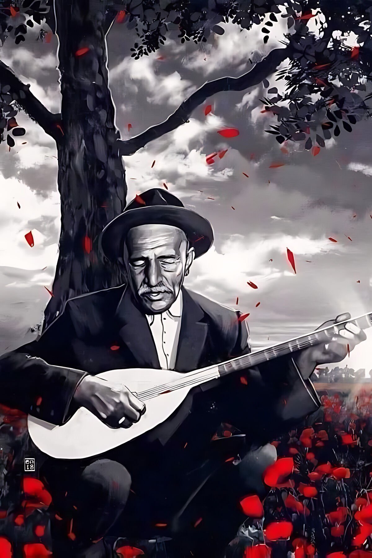 Aşık Veysel Retro Ahşap Poster Tablo