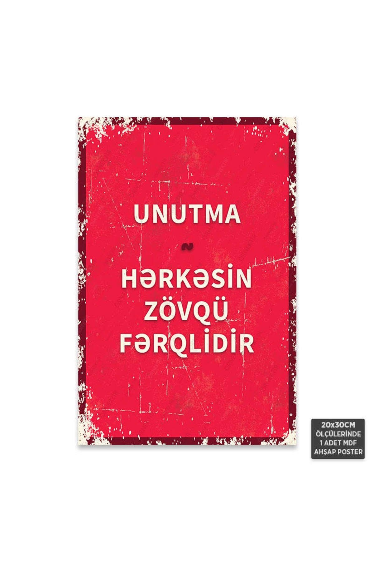 PT1259-AZE - Herkesin Damak Tadı Farklıdır Azerbaycan Türkçesi Retro Mdf Ahşap Poster (20x30cm)