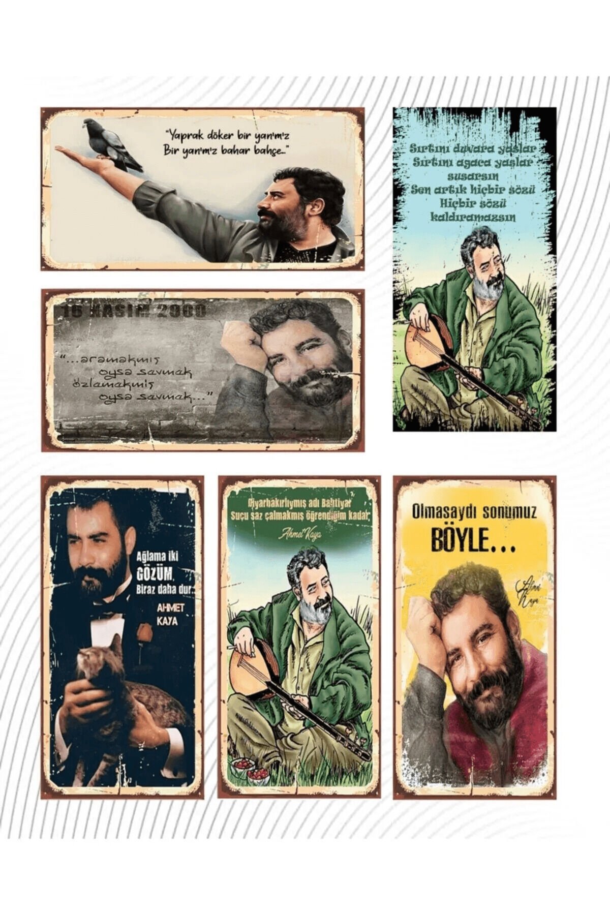 6’lı Ahmet Kaya Set - Retro Ahşap Poster – Özel Koleksiyon