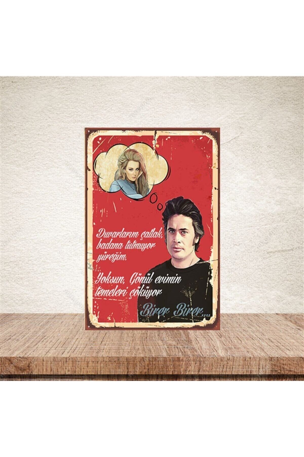 Cüneyt Arkın Ve Filiz Akın 20-30 Cm Retro Ahşap Poster