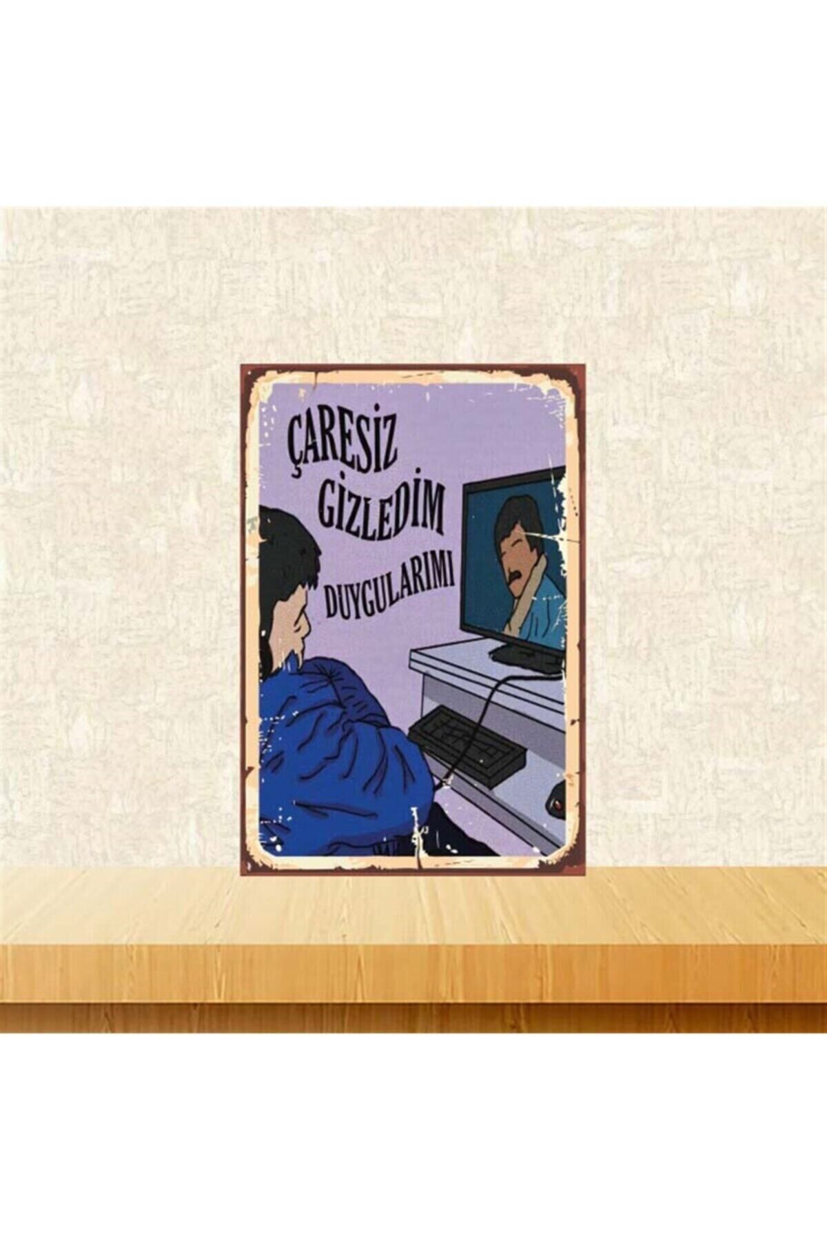 Çaresiz Gizledim Duygularımı Retro Ahşap Poster