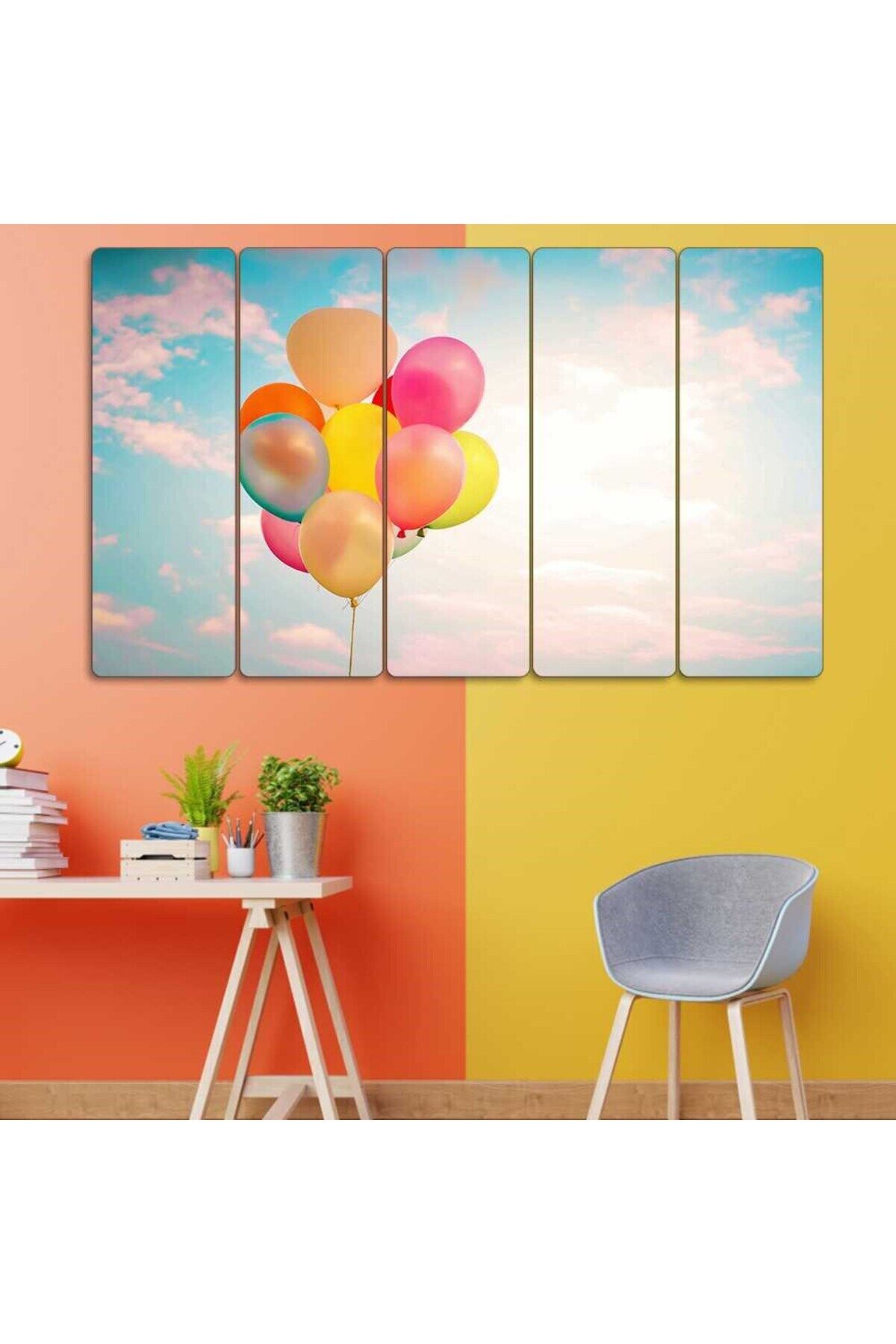 Balonlar, Gökyüzü - 5 Parçalı Tablo