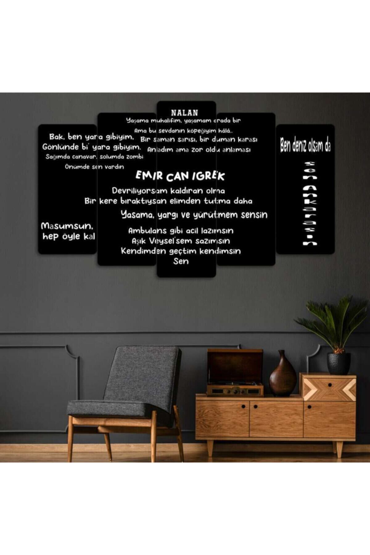 Emir Can Iğrek Sözleri - 5 Parçalı Tablo