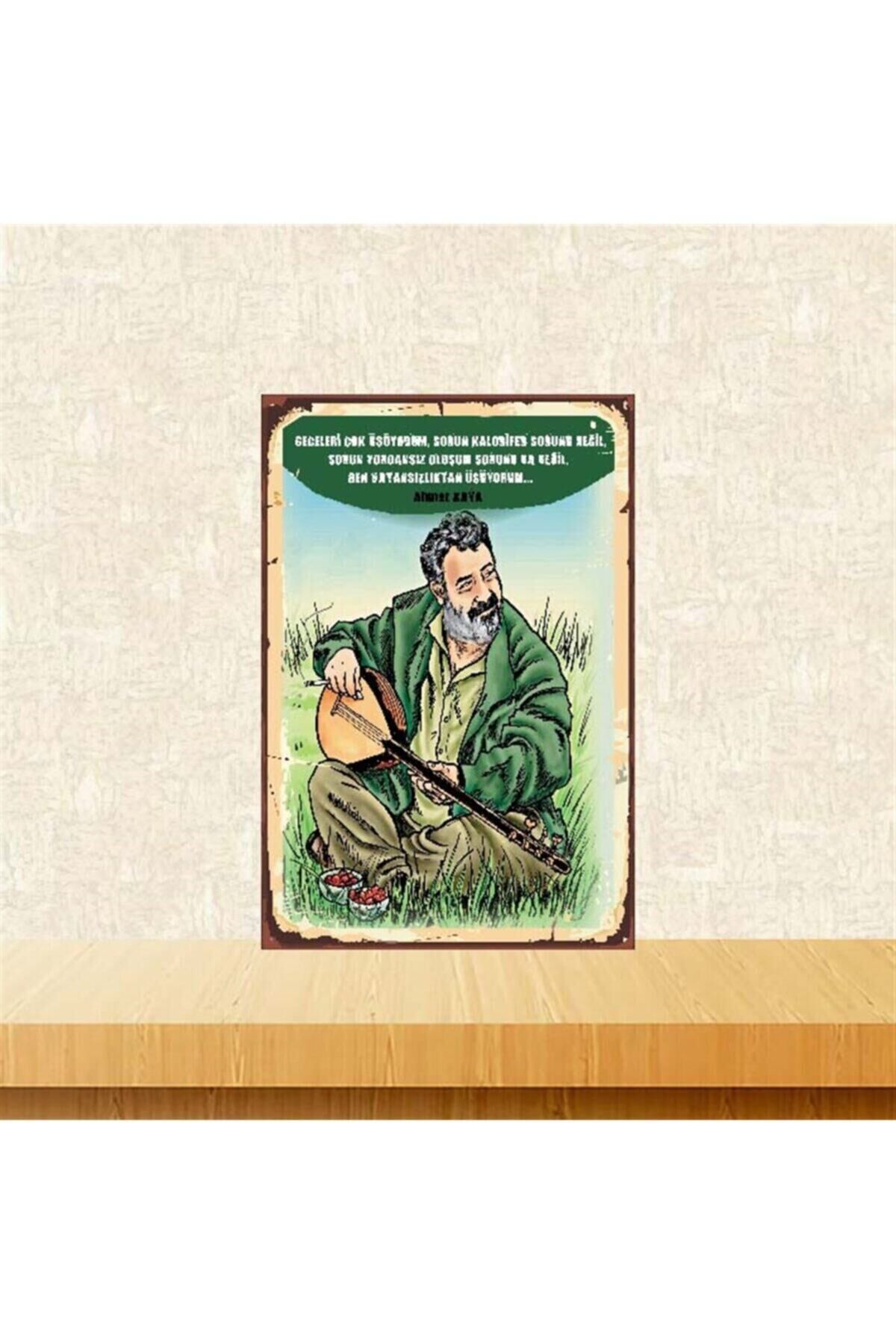 Vatansızlıktan Üşüyorum Ahmet Kaya Retro Ahşap Poster