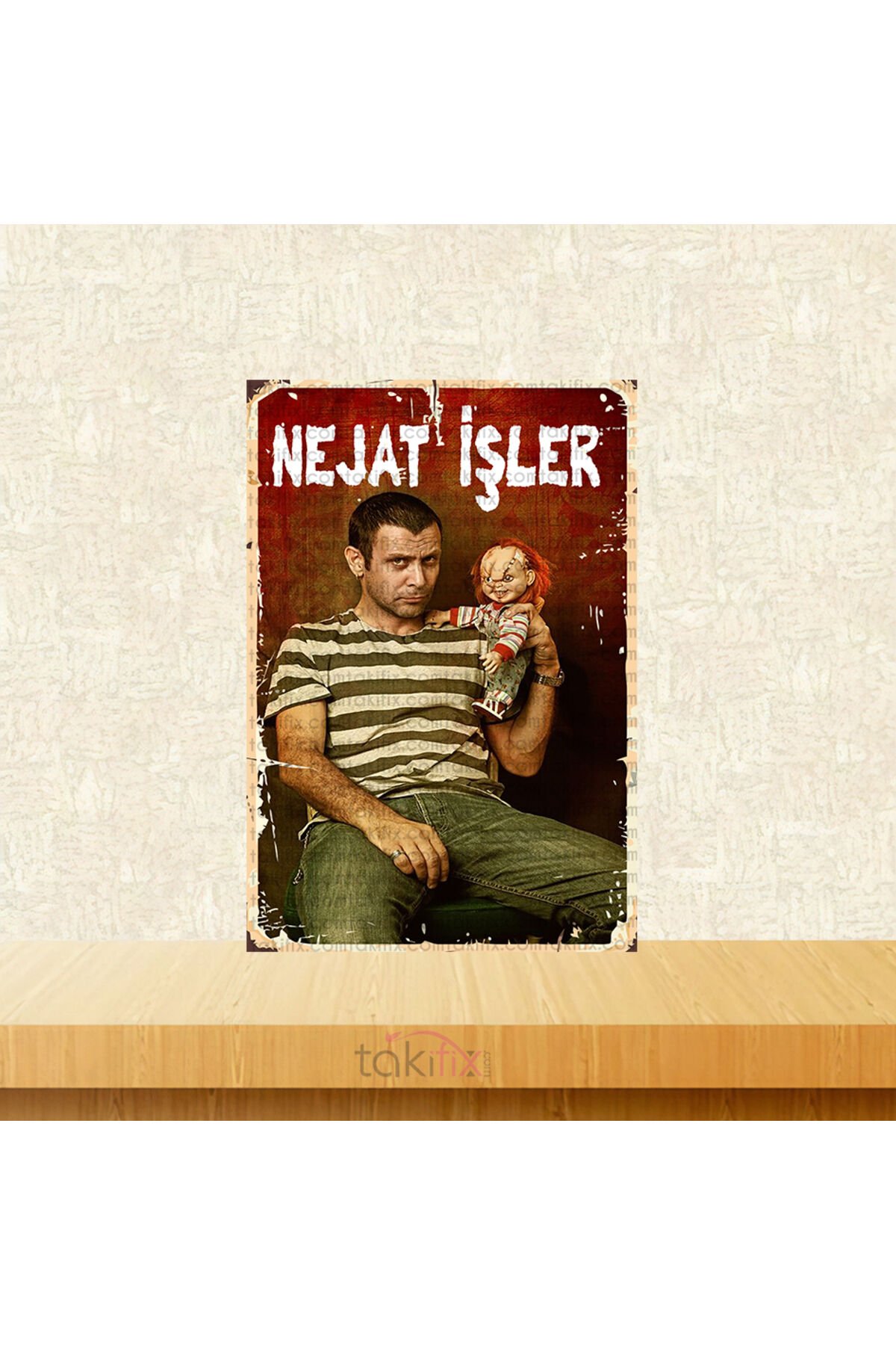 Nejat İşler Tasarımlı 20x30 Cm Retro Ahşap Tablo