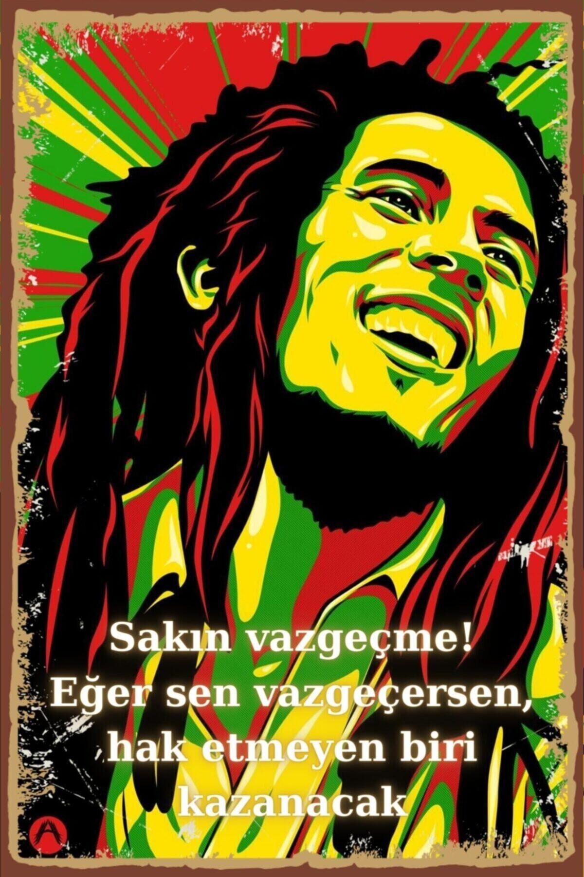 Bob Marley Kazanmak Renkli Retro Ahşap Poster