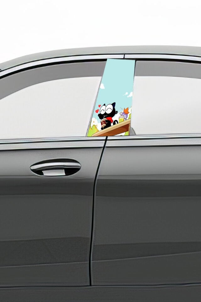 Araç Kapı Direk Kaplama Folyosu Desenli (Sağ Sol Takım) (2 Adet) - 22x50 Cm