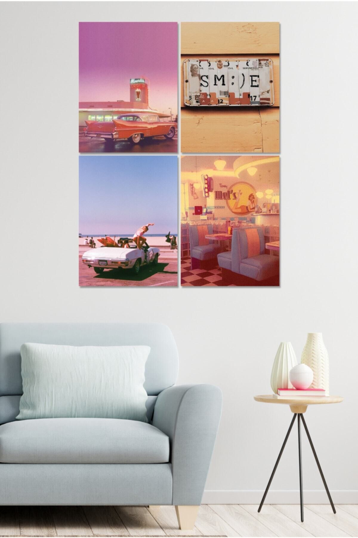 4 Parçalı Çerçeve Görünümlü Mdf Tablo Seti Dnu023