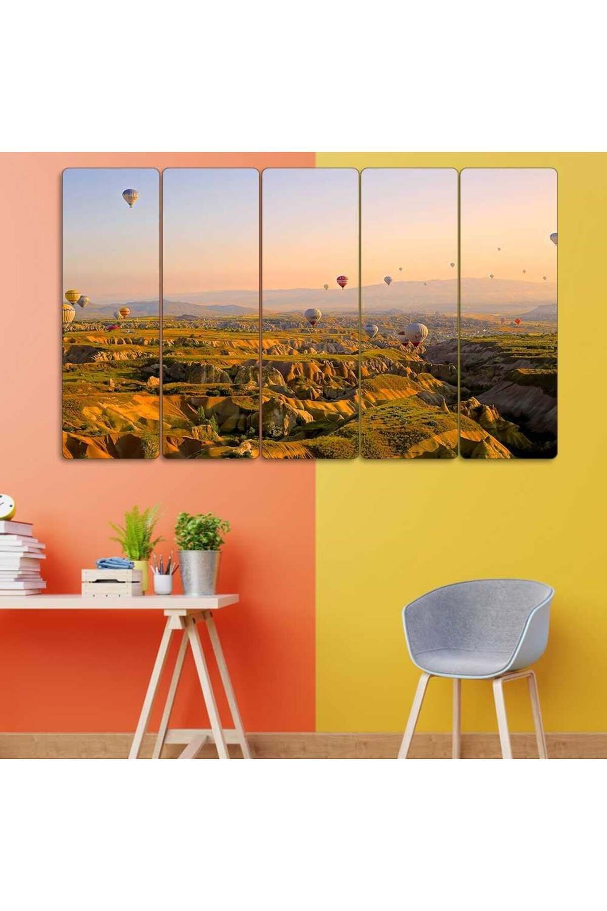 Kapadokya, Uçan Balonlar, Nevşehir - 5 Parçalı Tablo