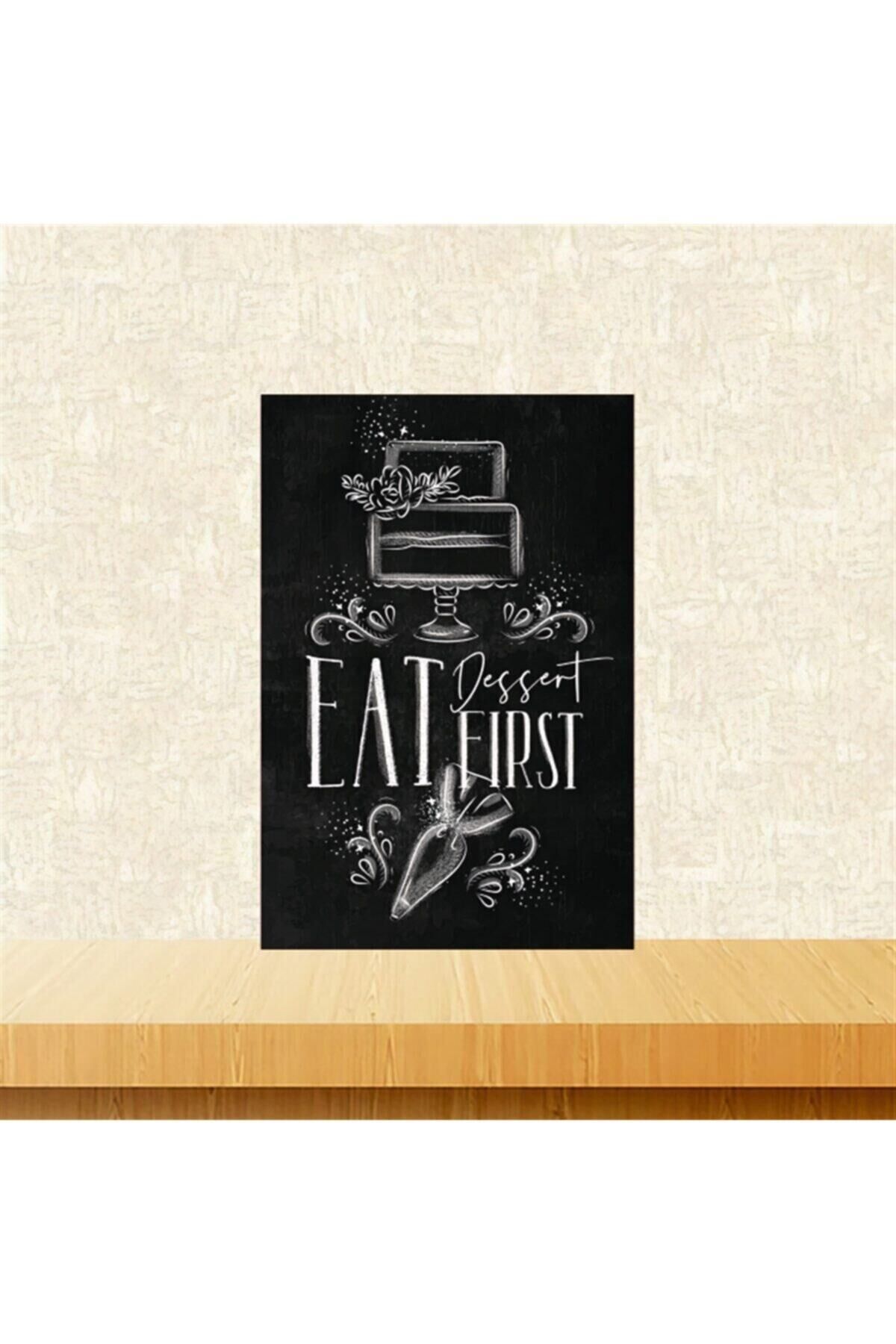 Eat First Tasarımlı 20-30 Cm Retro Ahşap Tablo Tkfx6041